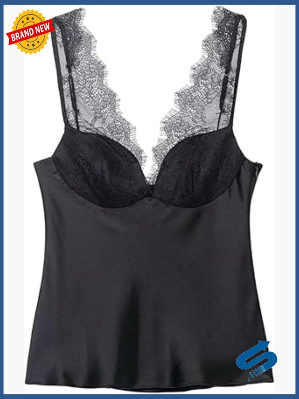 Satin Lace Camisole Tank Top Sleeveless Sweetheart Neckline Date Night Cami